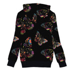 Damen Kuscheljacke mit Kapuze und buntem Schmetterlingsdesign R&B