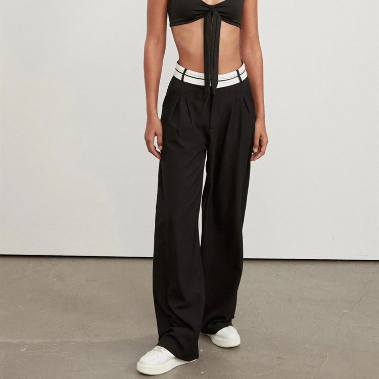 Damen weite Hochbundhose mit eleganten Falten R&B