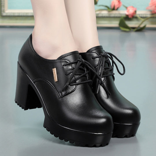 Damen elegante Schnürschuhe mit bequemen Blockabsatz und stylishem Design R&B