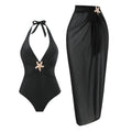 Damen Halterneck Bademode mit transparentem Pareo R&B