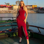 Damen Elegantes Wickelkleid mit hohem Schlitz und detailverliR&Bt gerafftem Design R&B