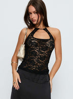 Damen Spitzen-Crop-Top mit raffiniertem Halterdesign R&B