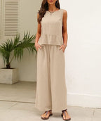 Damen luftiges Jumpsuit mit Rüschensaum R&B