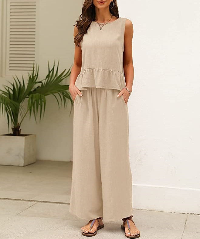 Damen luftiges Jumpsuit mit Rüschensaum R&B