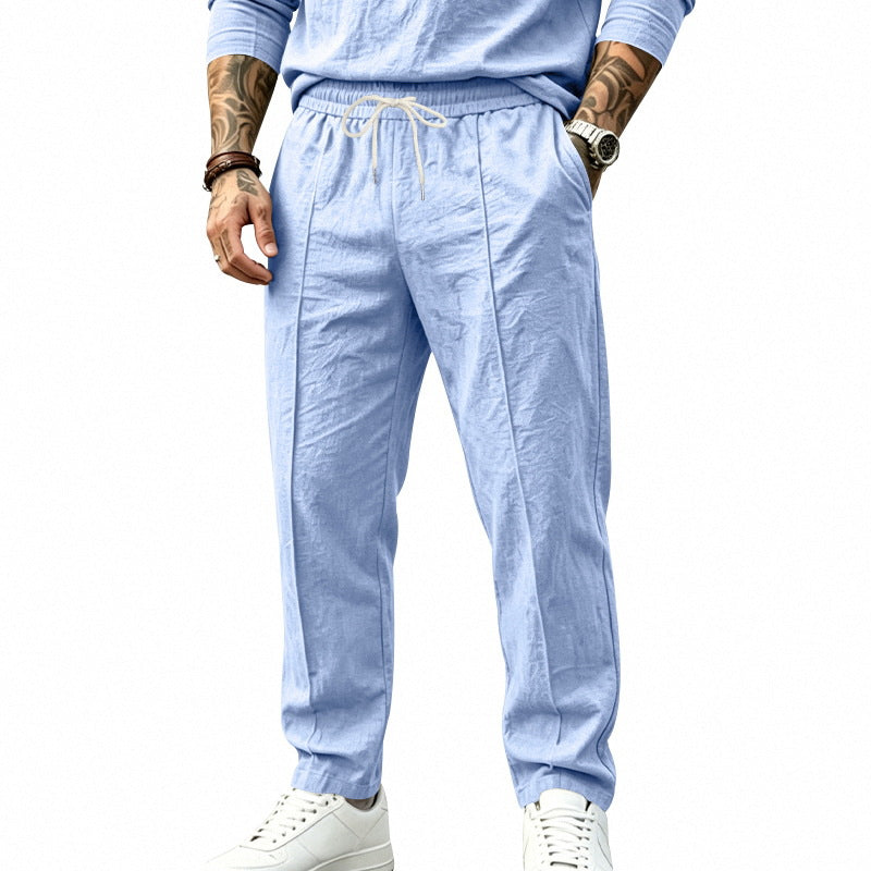 Herren nan tapered Freizeit-Chinohose mit elastischem Tunnelzugbund, dekorativer Bügelfalte und seitlichen Eingrifftaschen R&B