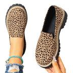Damen Komfortable Mokassins im tierischen Design mit rutschfester Gummisohle R&B