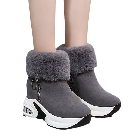 Damen Komfortable Sneaker-Stiefel mit trendigem Leopardenmuster und kuscheligem Kragen R&B