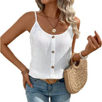Damen lässiges Spaghetti-Träger Top mit knöpfen im minimalistischen Design R&B