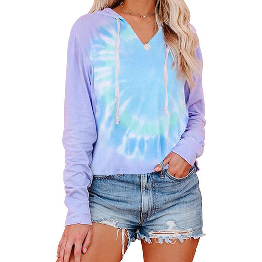 Damen lässiger Kapuzenpullover im modernen Tie-Dye-Design R&B