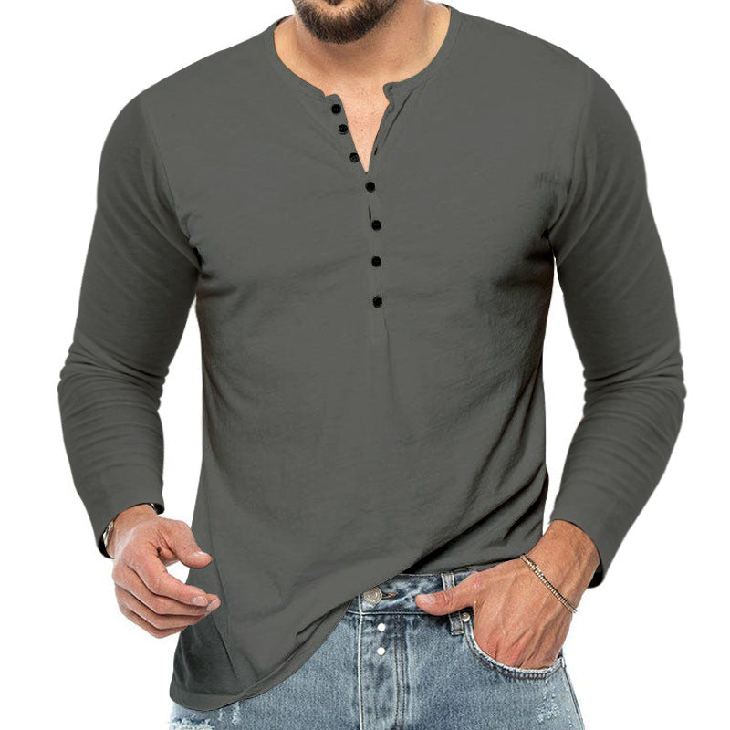 Herren nan schmal geschnittenes Henleyshirt mit Stehkragen und kurzer Knopfleiste R&B