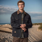 Herren lässige Utility-Jacke mit praktischen Klappentaschen und Reißverschluss R&B