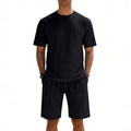 Herren nan Kurzarmshirt- und Bermudakombination aus geripptem Jersey mit elastischem Tunnelzugbund R&B