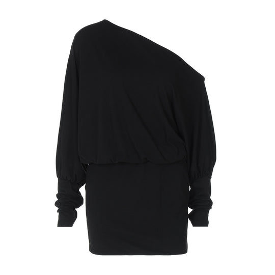 Damen Lässiges Off-Shoulder Kleid mit seitlicher Raffung R&B