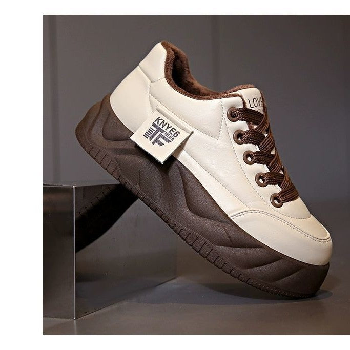 Damen Fleecegefütterte Chunky Sneakers mit rutschfester Sohle und modischem Design