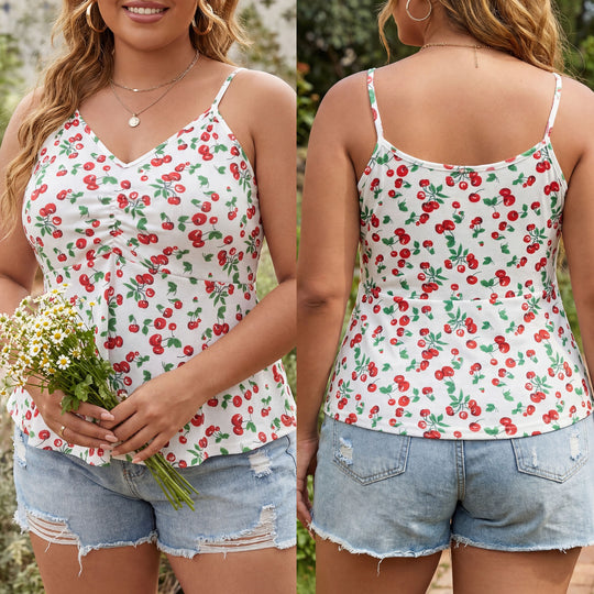 Damen, luftiges Blumenshirt mit Spaghettiträgern R&B