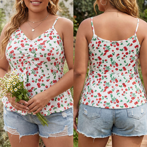Damen, luftiges Blumenshirt mit Spaghettiträgern R&B
