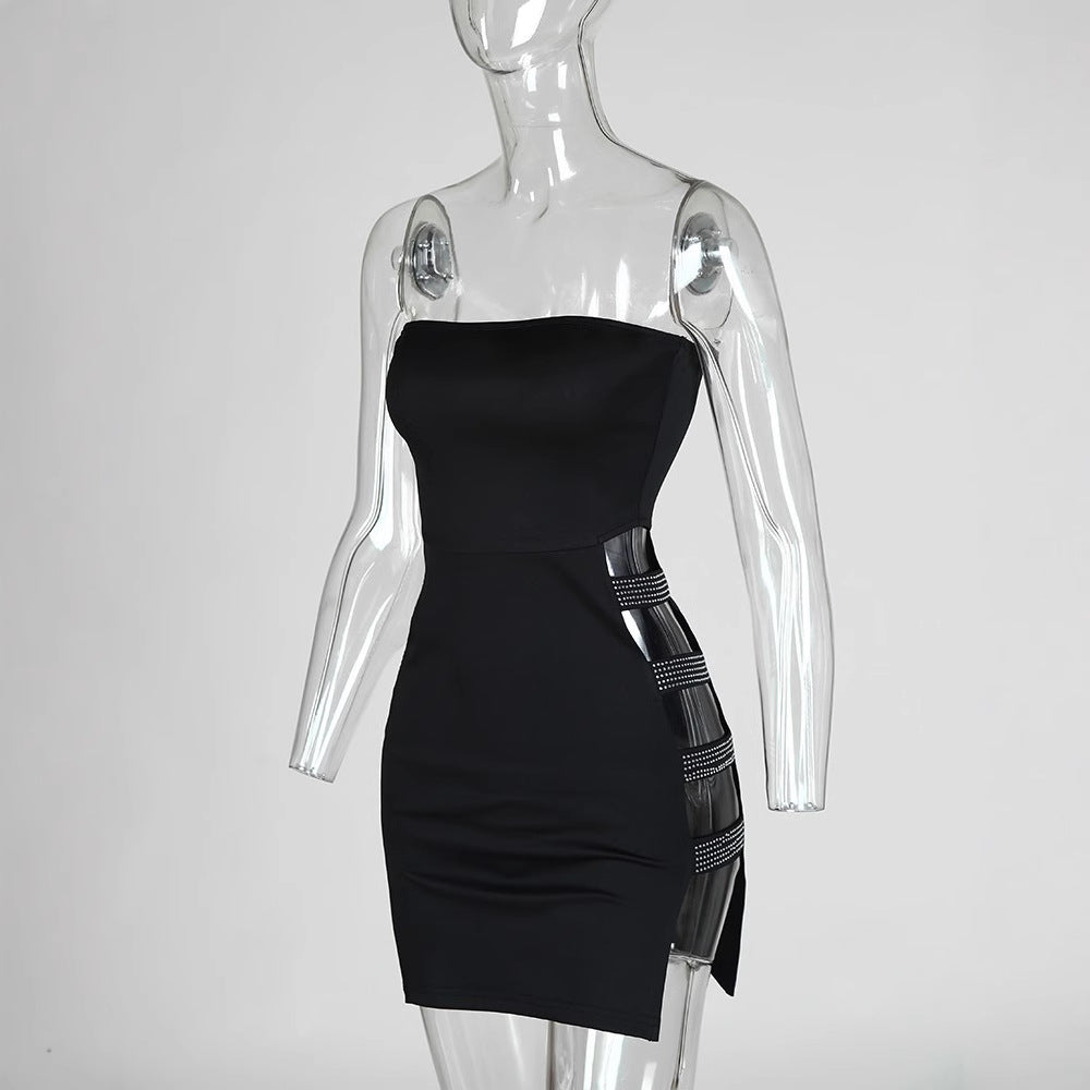 Damen figurbetontes Minikleid mit transparenten Seiteneinsätzen R&B