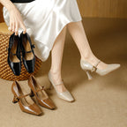 Damen elegante Mary Jane Pumps mit glänzendem Blockabsatz und modischem Riemendesign