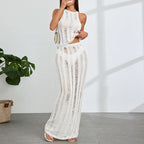 Damen Maxikleid mit transparenter Häkelstruktur und modischen Cut-Outs R&B
