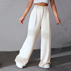 Damen weite Hochtaillen-Hose mit eleganter Faltenlegung und zeitgemäßem Schnitt R&B