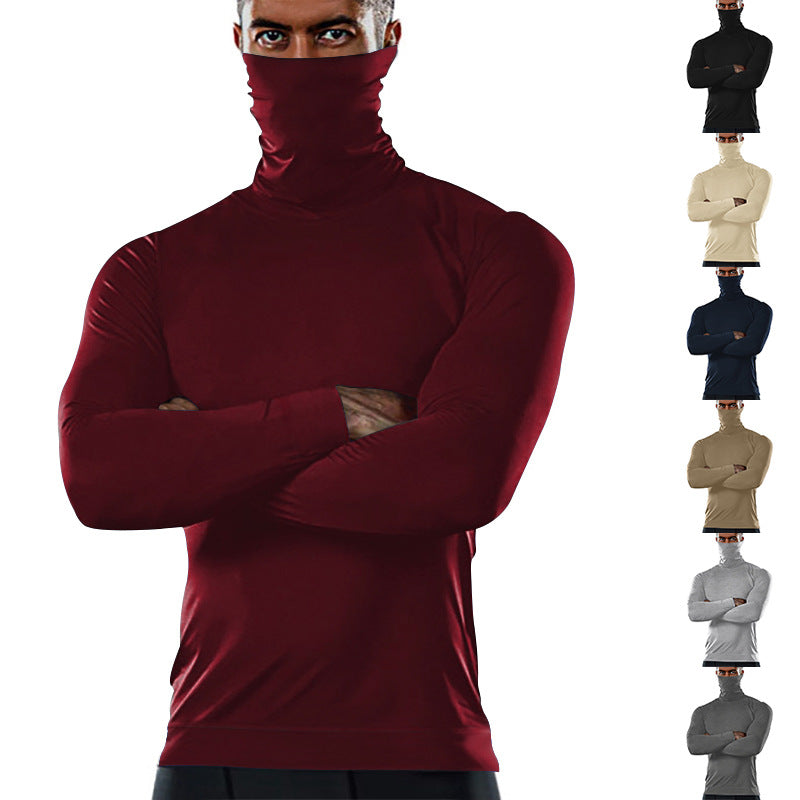 Herren funktionales Langarmshirt mit hohem Kragen und feuchtigkeitsregulierendem Material R&B