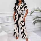Damen Jumpsuit mit weiten Ärmeln und elegantem Gürtel R&B
