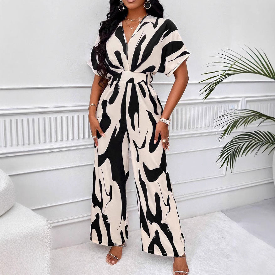 Damen Jumpsuit mit weiten Ärmeln und elegantem Gürtel R&B