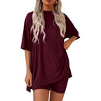 Damen lässiges Sport-T-Shirt mit Shorts im Set R&B