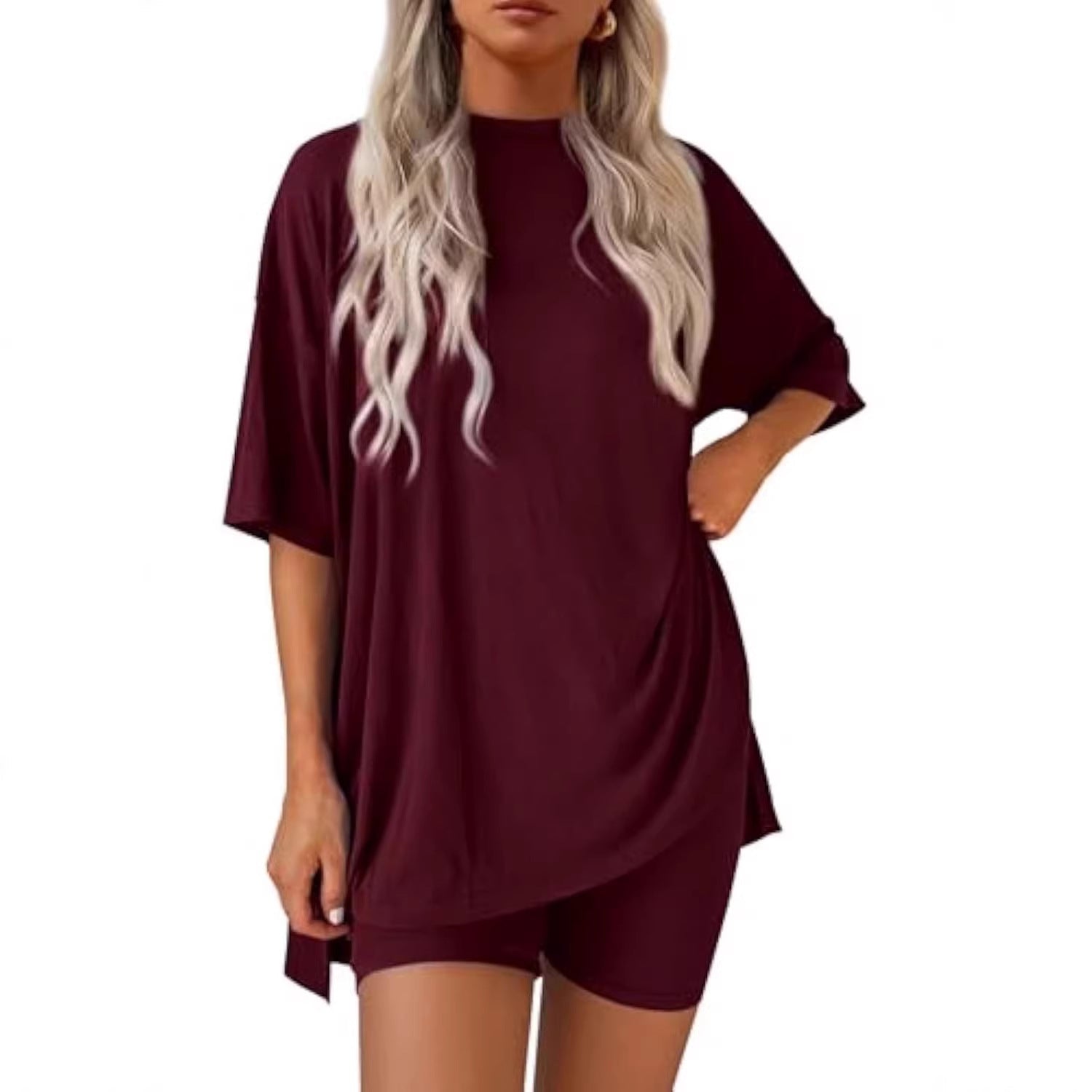 Damen lässiges Sport-T-Shirt mit Shorts im Set R&B