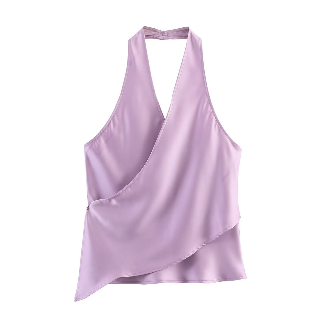 Damen elegantes Haltertop mit asymmetrischem Schnitt und schimmerndem Satinfinish R&B