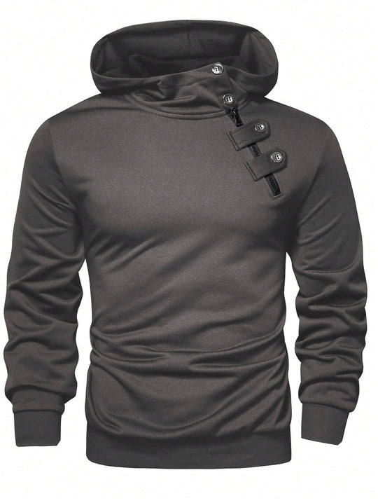 Herren Hoodie mit innovativem Kragen und praktischer Taschenlösung R&B