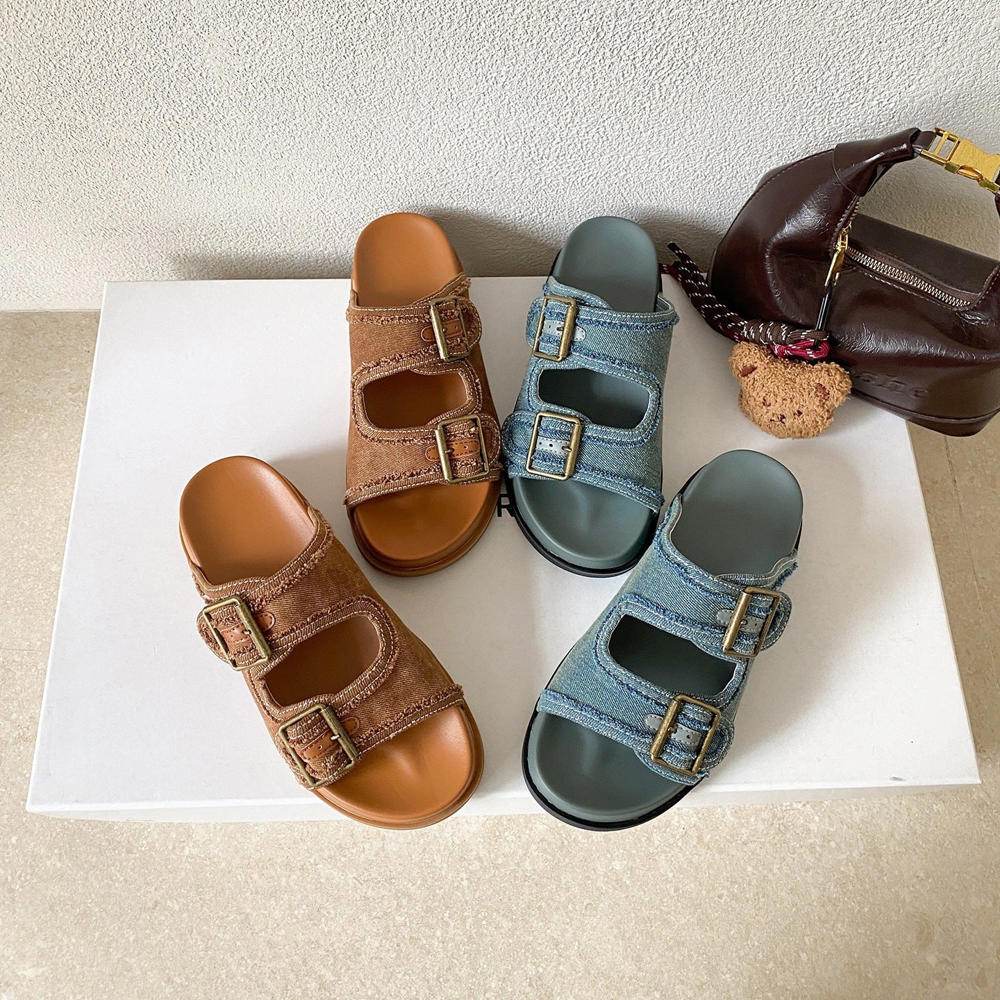 Damen Komfortable Sandalen mit doppeltem Schnallenverschluss