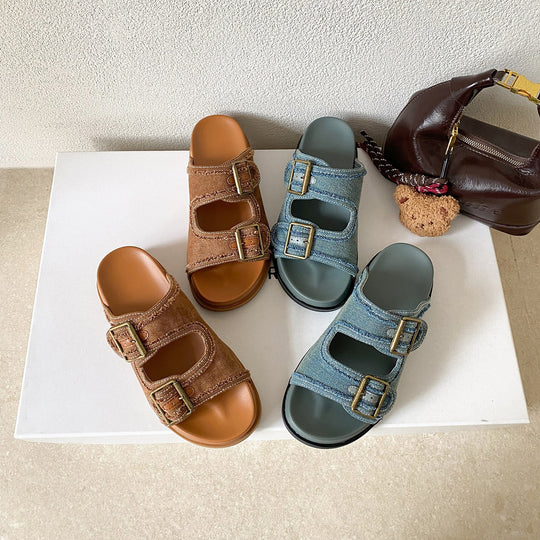 Damen Komfortable Sandalen mit doppeltem Schnallenverschluss R&B