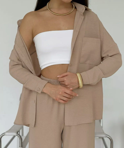 Damen lässige Bluse im Oversized-Stil mit Taschen R&B