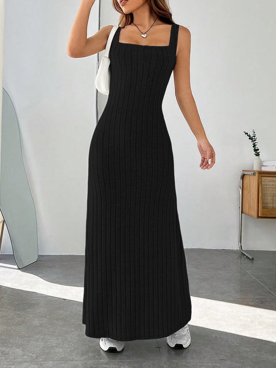 Damen Maxikleid mit figurbetonendem Schnitt und raffinierten Rippstrukturen R&B