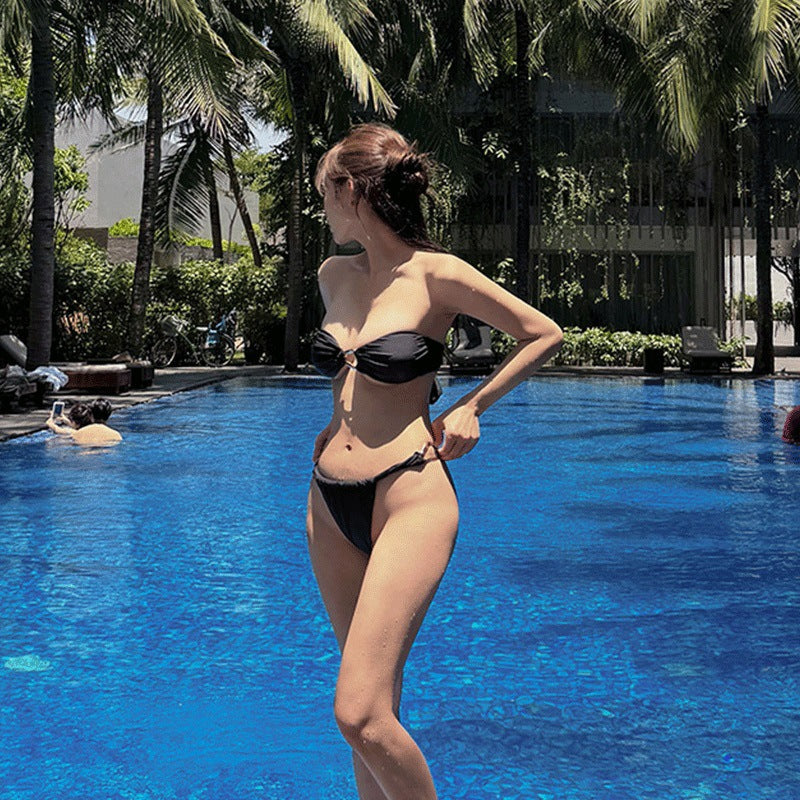 Damen Bikini-Set mit stilvollem Knoten-Design und glänzende Details R&B