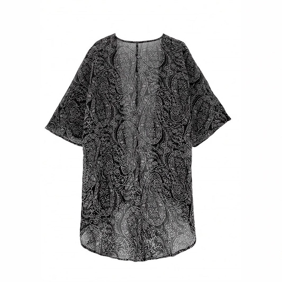 Damen Kimono-Jacke mit trendigem Muster und lockerem Schnitt R&B