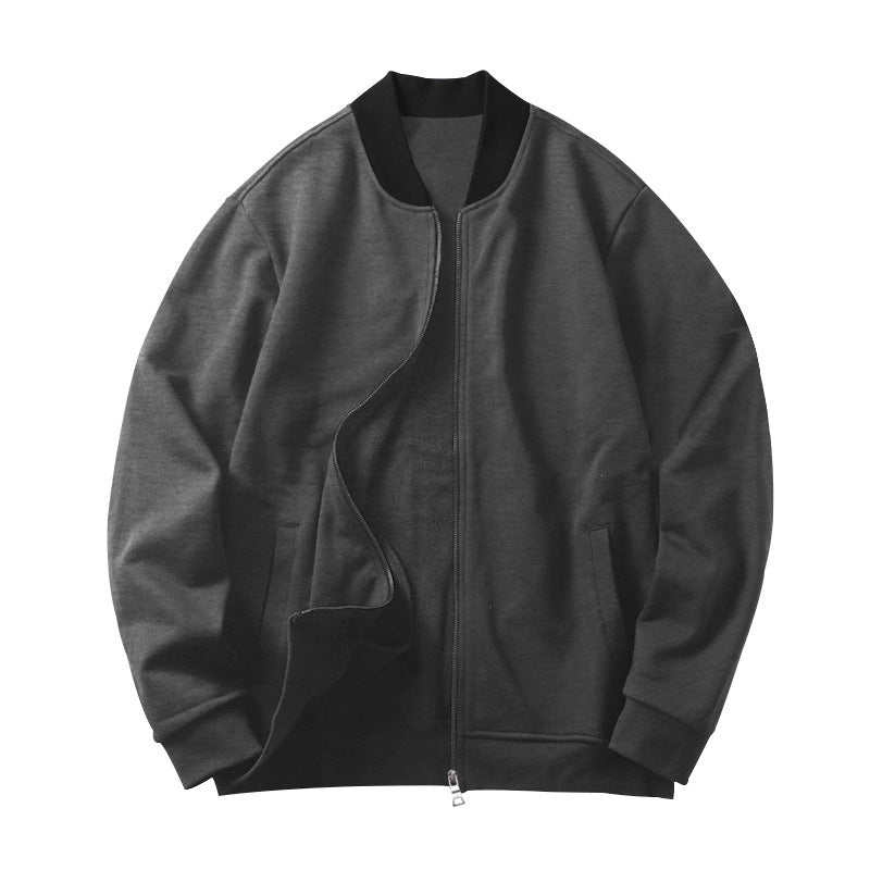 Herren nan sportlich-elegante Sweatjacke im Bomberstil mit Kontrastkragen und Zwei-Wege-Reißverschluss R&B