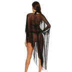 Damen transparenter Strandüberwurf mit eleganten Ärmeln R&B