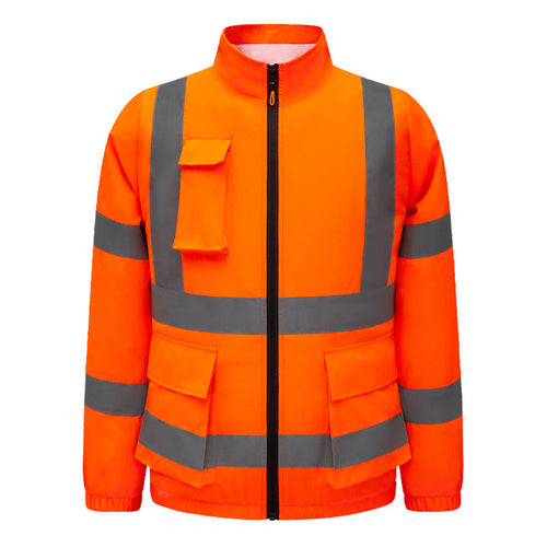 Unisex nan hochsichtbare Warnjacke mit reflektierenden Streifen und multifunktionalen Außentaschen R&B