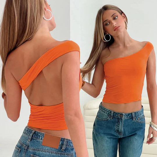 Damen trendiges Neckholder-Top mit elegantem V-Ausschnitt und figurschmeichelndem Schnitt R&B