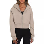 Damen cropped Kapuzenjacke mit Reißverschluss R&B