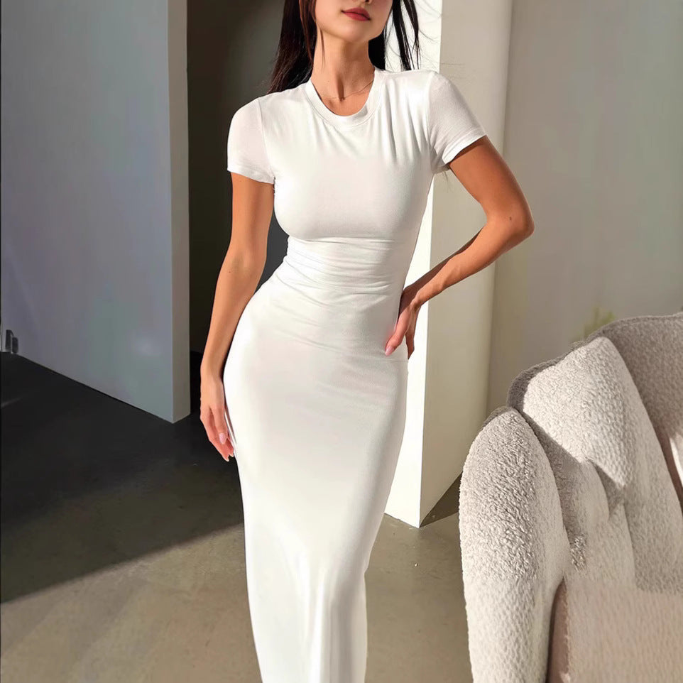 Damen Figurbetontes Maxikleid mit kurzen Ärmeln R&B