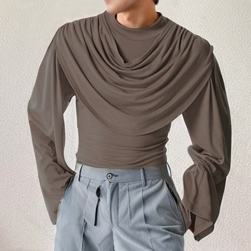 Damen Stilvolle Bluse mit Drapierung und weitem Arm R&B