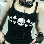 Damen Tanktop mit frechem Totenkopf-Design und schmalen Trägern R&B