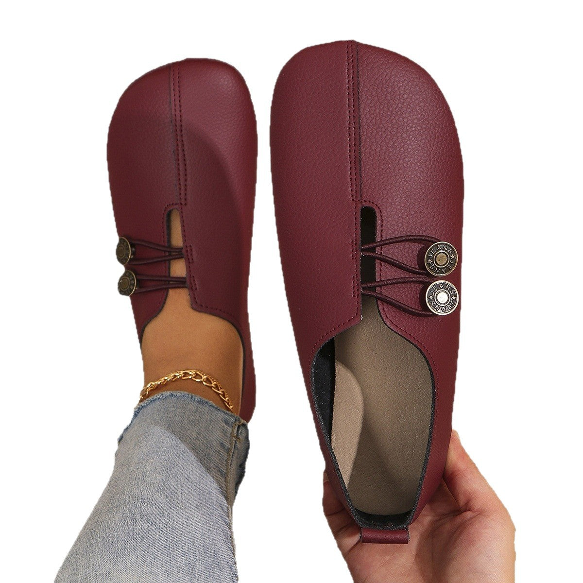 Damen Mokassins mit dekorativem Knopfdesign und atmungsaktive Schaft R&B