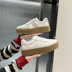 Damen Plateausneaker mit stylischer Kombination aus Leder und Wildleder
