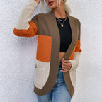 Damen Strickjacke mit modernen Farbblockdetails und praktischen Taschen R&B