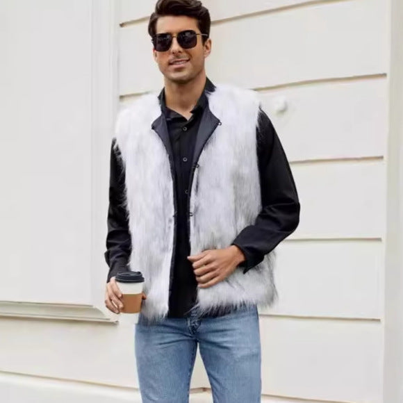 Herren Kunstpelz Weste im modernen Design R&B