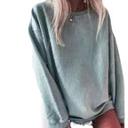 Damen Lässiger Rippstrick-Pullover mit weitem Schnitt R&B